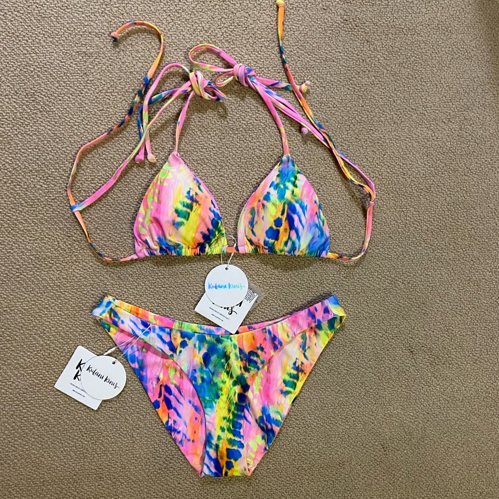 Kulani Kinis Fluro Flamingo Bikini - Small Bottom & Medium Top - New with Tags